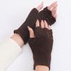 Knitted Half Finger Gloves Stretchy Warm Gloves Fingerless Thumb Hole Gloves