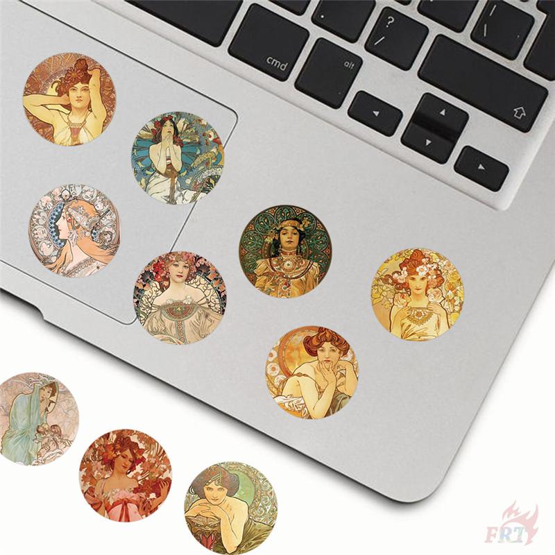 500Pcs/Roll Mucha Art. Retro Girls Kids Rewards Stickers - DIY Scrapbooks Album Decor Sealing Label Decals