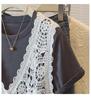 Elegant Plus Size Women's Floral Crochet T-Shirt and Vest Set - Korean Design