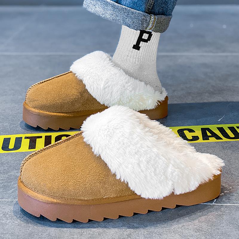 Moda Inverno Leggere Tinta Unita Antiscivolo Resistenti all'Usura Velluto Calde Pantofole Casual Mezzo Supporto Cotone Pantofole 36-43