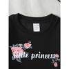 Floral Little Princess Design Girls' Crew Neck Fashion Sweatshirt, Autumn and Winter Western Style Top, Children's Long Sleeved T-shirt,