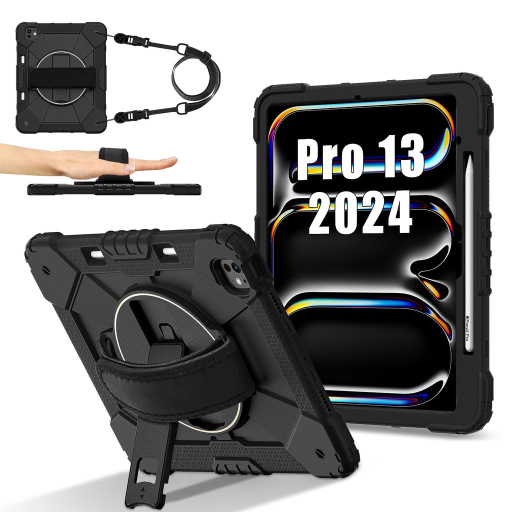 Etui obrotowe Uniwersalne do IPad Pro 13 2025 M5 2024 M4 A3360 A3361 A3362 A2926 A2925 A3007 Hybrydowe Pokrowiec Pasek na Ramię