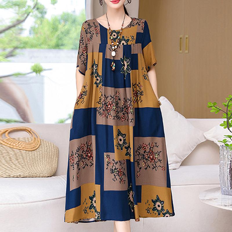 

Літні великі сукні, елегантні довгі жіночі сукні з коротким рукавом і великим розміром 4XL