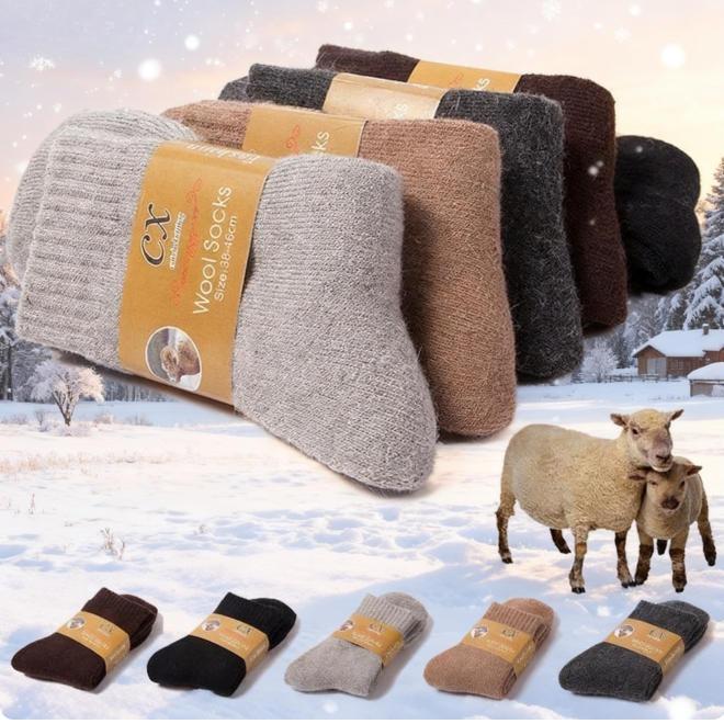 2 Pairs Winter Warm Women Socks Wool Male Men Socks Super Thicker Solid Socks Merino Wool Socks Thickened Snow Terry Socks
