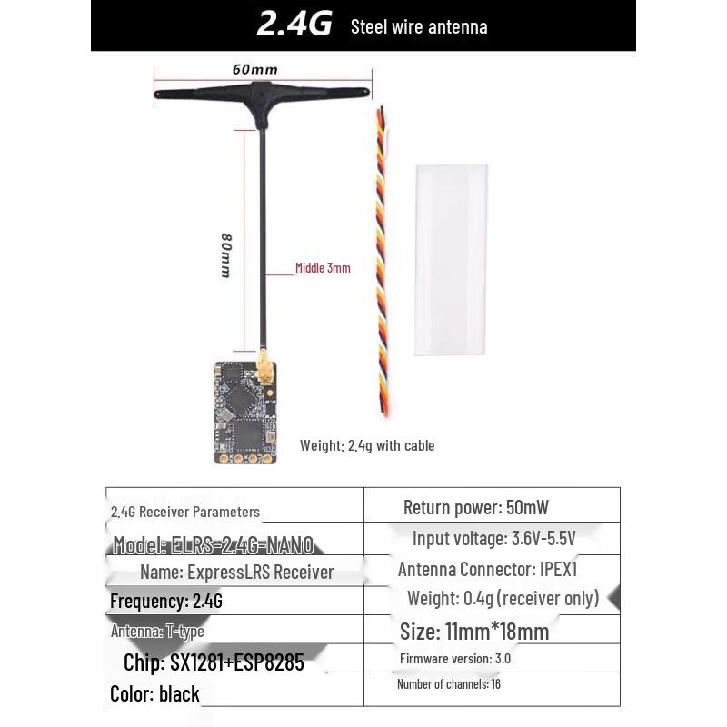 

ELRS 2.4G NANO Receiver for FPV Drones