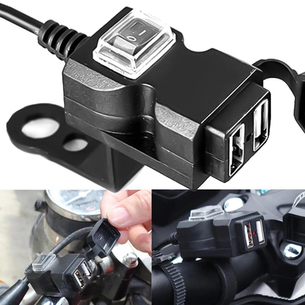

12V-24V Dual USB Motorbike Motorcycle Handlebar Charger Adapter Waterproof Power Supply Socket for iphone samsung huawei чёрный