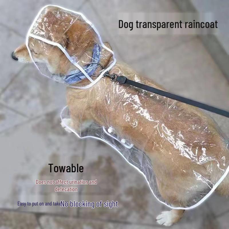 Transparent Trim Dog Raincoat for Outdoor Walking - Fits Golden Retrievers & Labradors