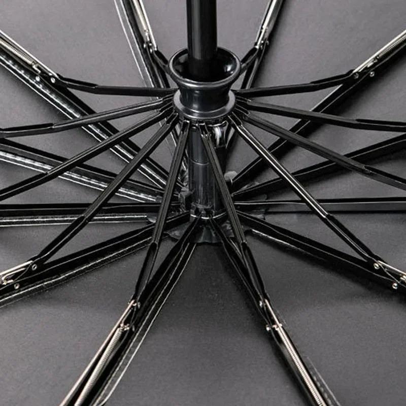24 Bone Fully Automatic Rain Umbrella UV Protection Sunshade Umbrella 3-stage Folding Sunscreen Black Film Sunblock Umbrella