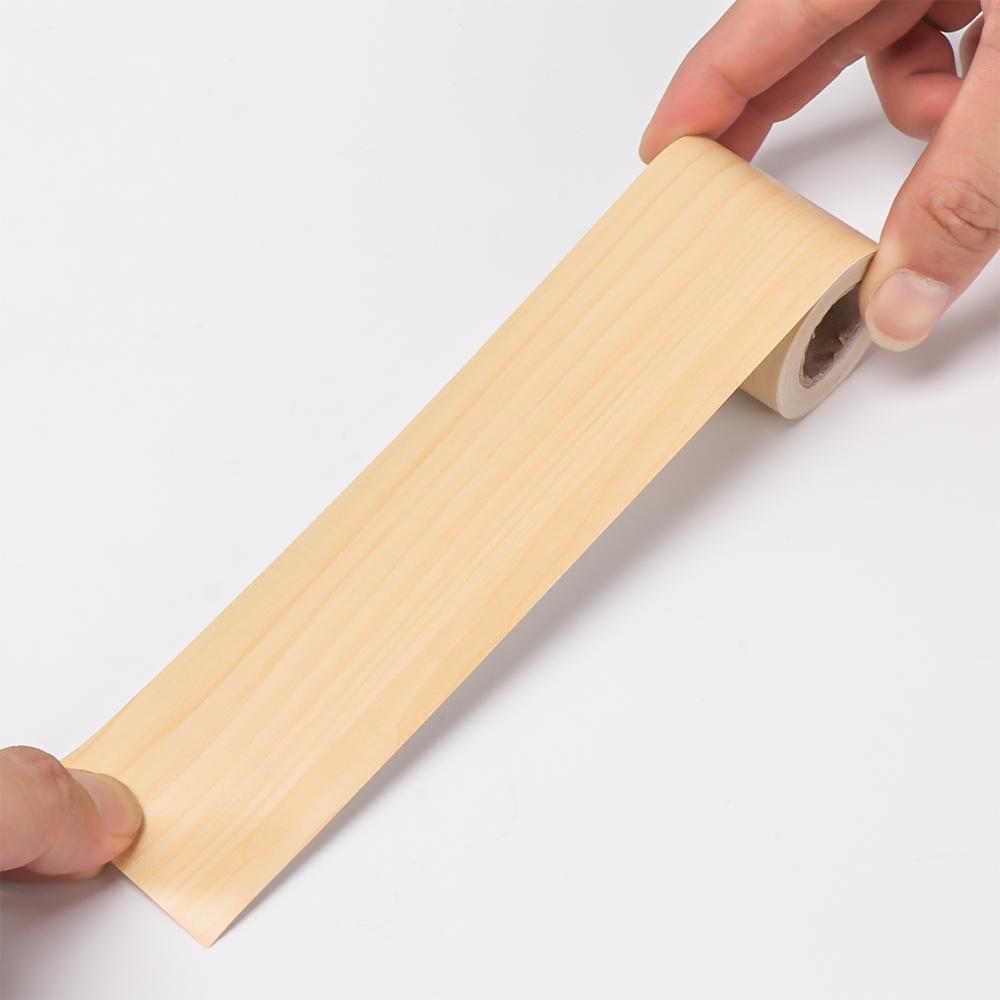 5cm*5m PVC Simulated Wood Grain Skirting Line Stickers Waterproof Self-adhesive Wall Border Stickers Living Room Home Decor