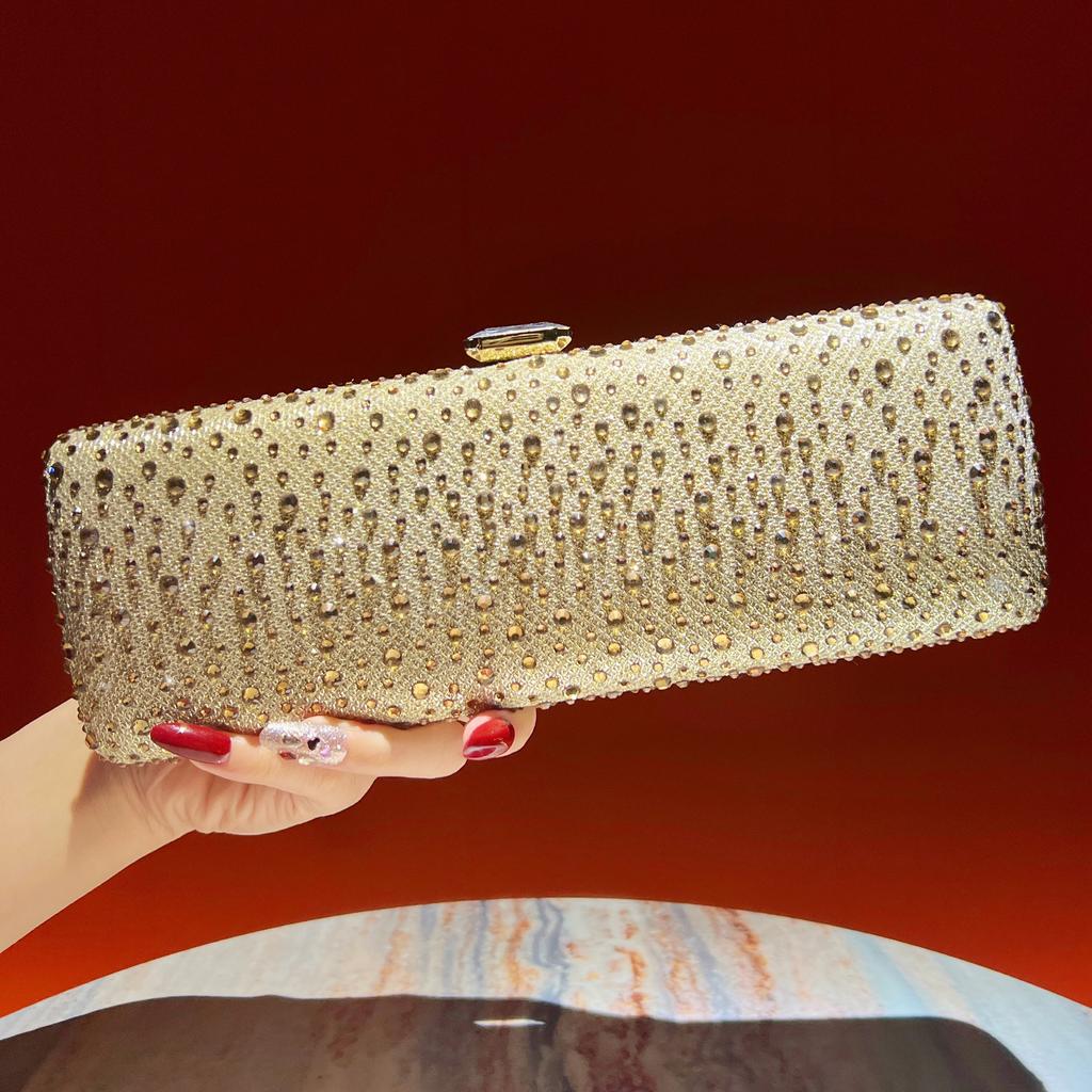 Fashion Evening Bag with Diamond Inlay, Women's Handbag with Diamond-studded Banquet Bag Chain, Diagonal Crossbody Bag for Women Casually