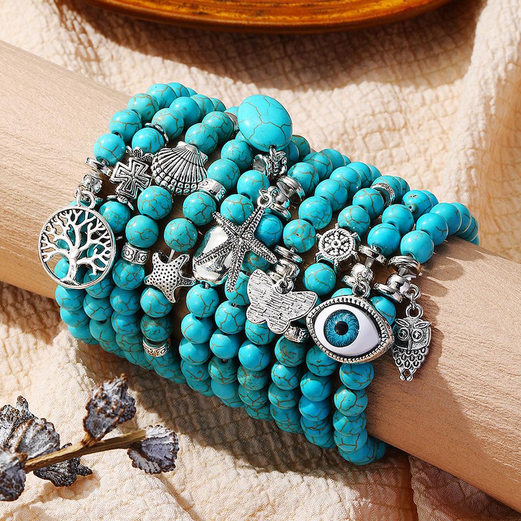 Beaded Bracelet Ladies Set Bohemian Ethnic Turquoise Bracelet
