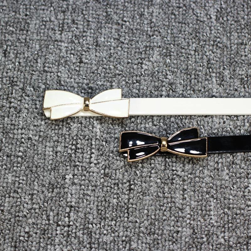Korean-Style Fashionable Bow Buckle Sweet Patent Leather Women’s Slim Belt – Versatile Thin Belt for Long Tops and Dresses