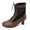 Fashion 2025 New Lace Up Hollow Mesh Victorian Ladies High Heel Shoes Strange Steampunk Boot Ankle Boots Women Thick Soled Short Boots