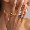 Salircon Minimalism Y2K Smooth Pointed Love Heart Open Rings for Women Stylish Gold Color Irregular Finger Ring Couple Jewelry