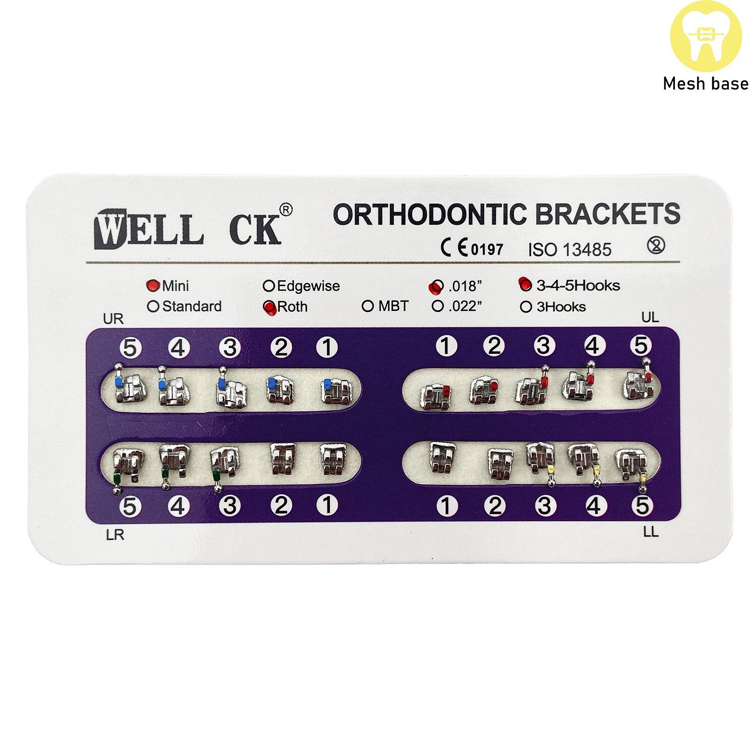 

10 упаковок стоматологических ортодонтических металлических брекетов, кронштейн Mini Roth/MBT/Edgewise Slot 0,022 0,018, крючки 3-4-5, кронштейн для стоматолога Roth 018 Hooks 345