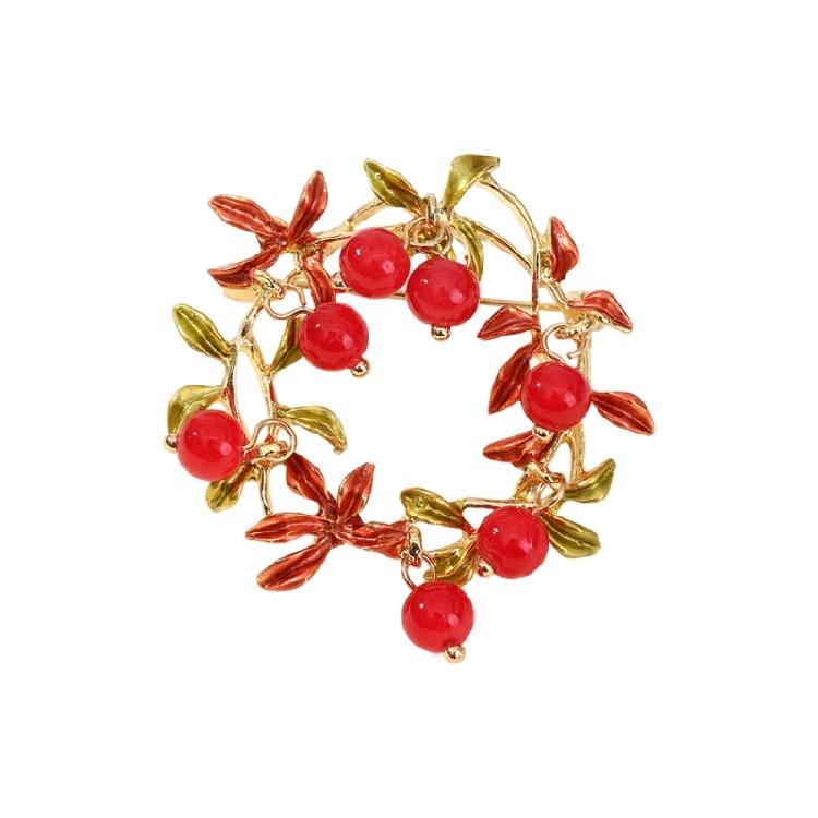 Sophisticated Cranberry Fruit Brooch Lightweight Alloy Jewelry Fashion Accessory Pin For Work Event And Parties