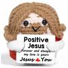 Creative Funny Handmade Crochet Emotional Support Dolls with Positive Energy Card Desktop Ornament Home Decor for Friend Gifts