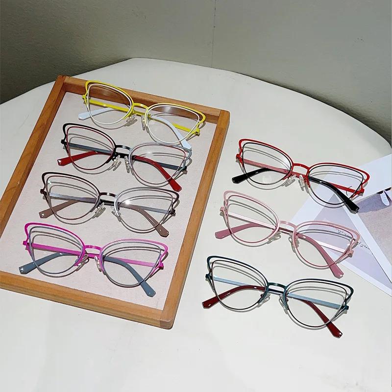 Vintage Butterfly Anti Blue Light Optical Glasses Women Luxury Myopia Customize Prescription Eye Glasses Metal New Cat Eye Frame
