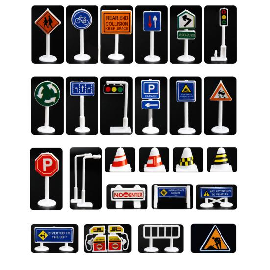 56Pcs/Set Eye-catching Compact Premium Wide Application Road Traffic Sign Kit Children Toy