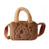 Stylish Cute Embroidered Capybara Plush Handbag Kawaii Carto Plush Shoulder Bag Lightweight Soft Small School Bag Square Bag