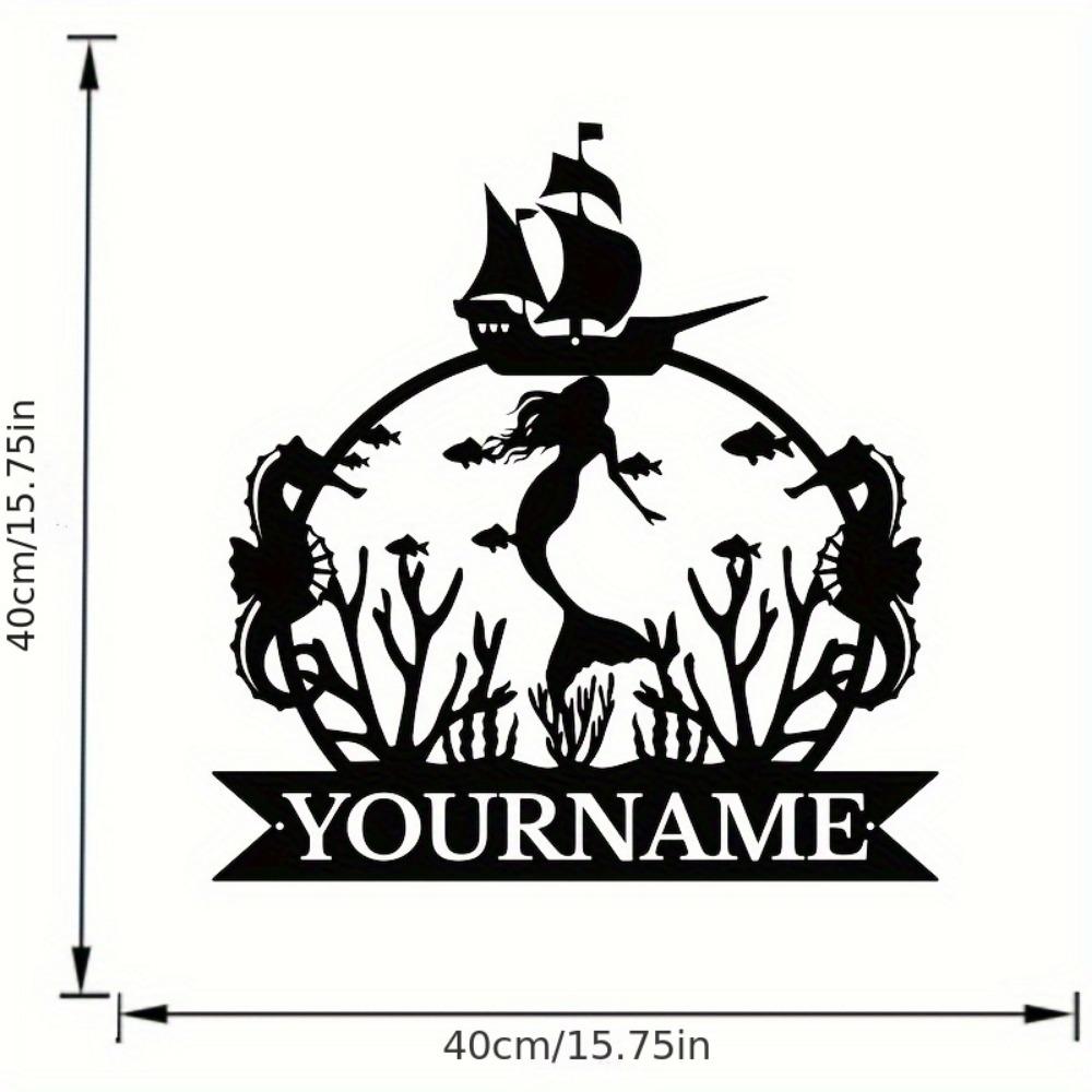 

Iron Art Wall Decor Mermaid Name Sign Personalized Black Metal Indoor Outdoor Bedroom Gift TYDZ002799