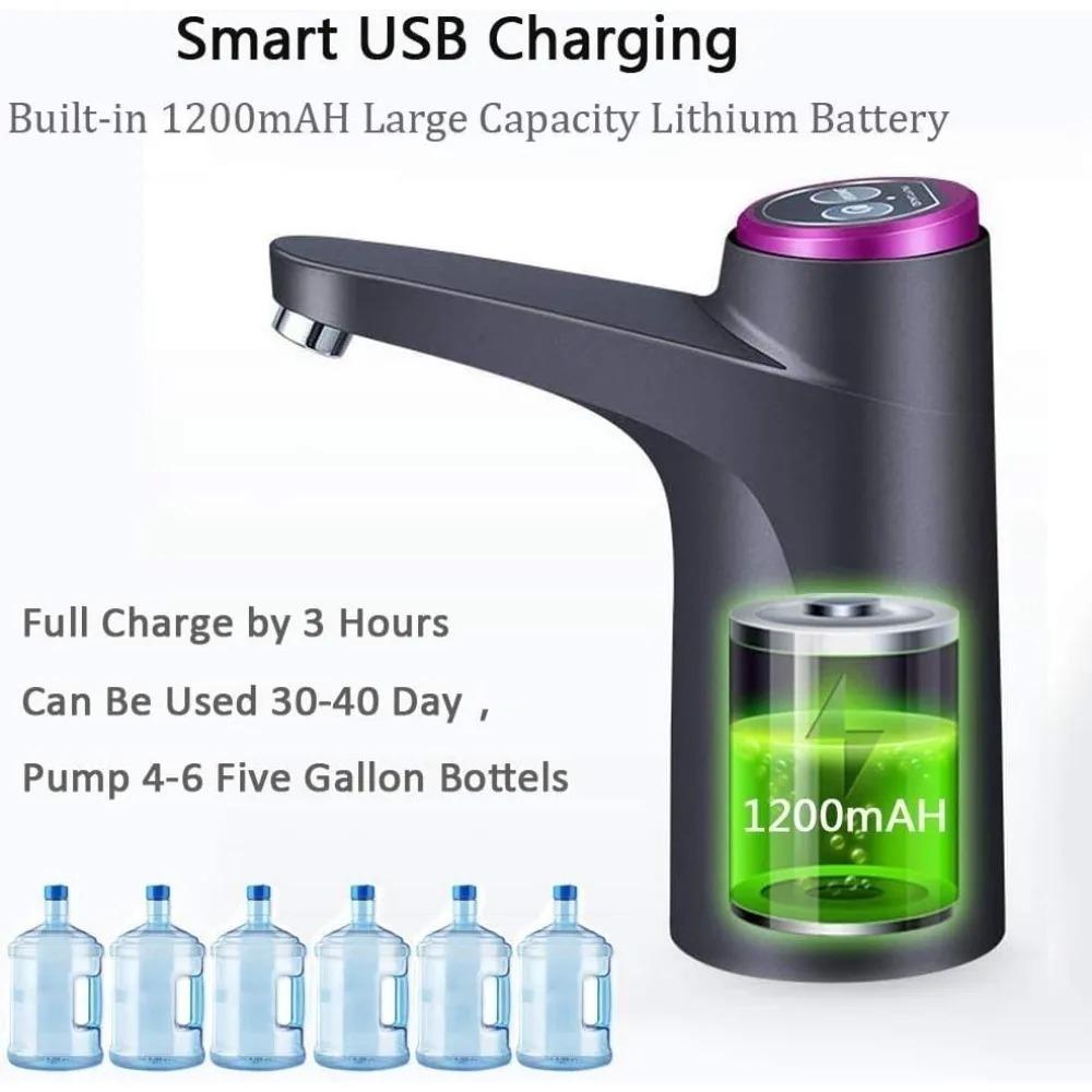 D5 Water Dispenser Universal 3/4/5 Gallon Water Pump Outdoor Camping Portable BBQ Water Bottle Pump Reusable USB Charging Pump