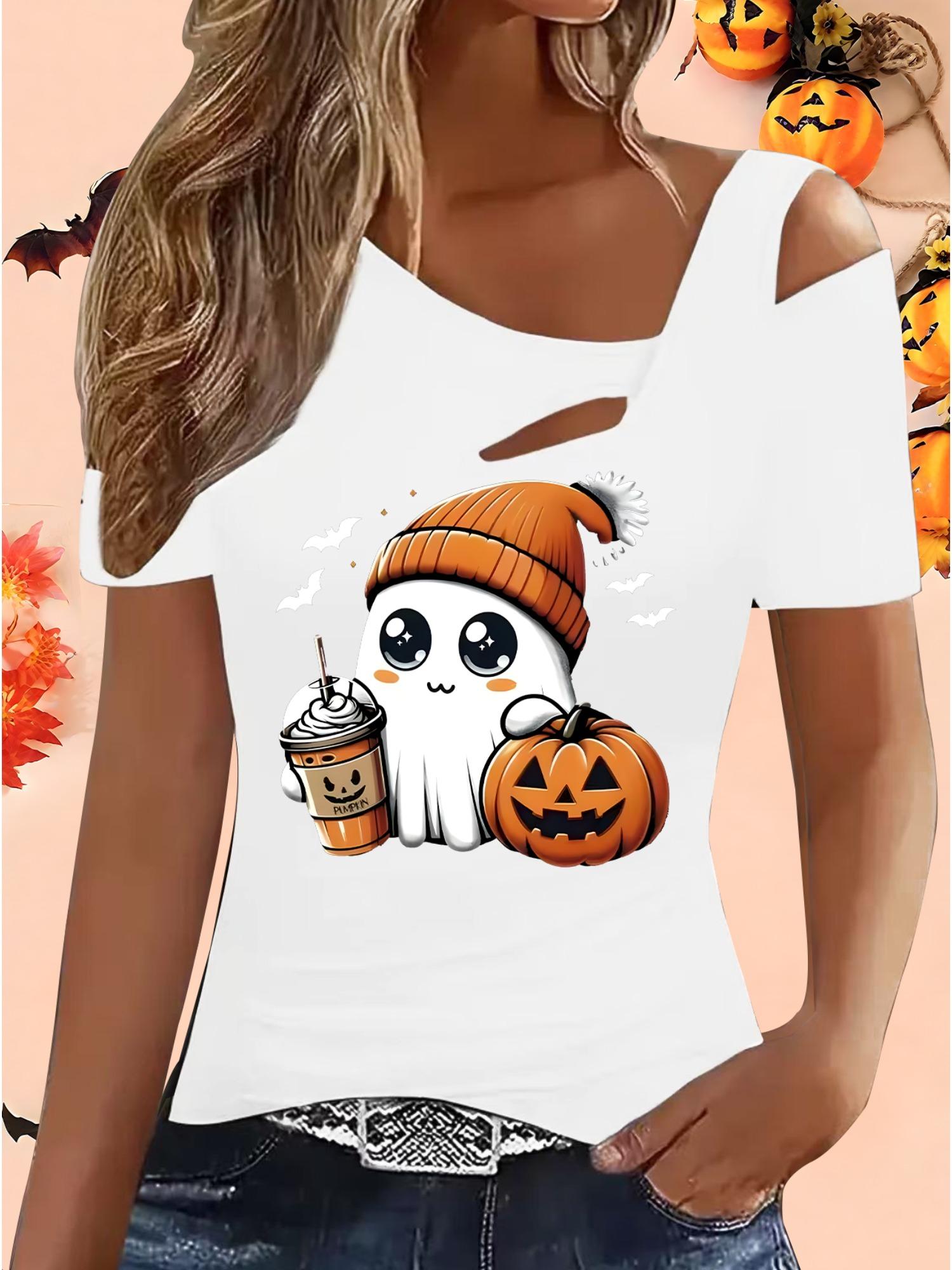 

Женские Свободные Топы Блузки Рубашки Подарок на Хэллоуин и Рождество S белый