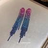 Silver Needle Retro Rhinestone Water Drop Tassel Earrings - Elegant Stud Accessories for Women