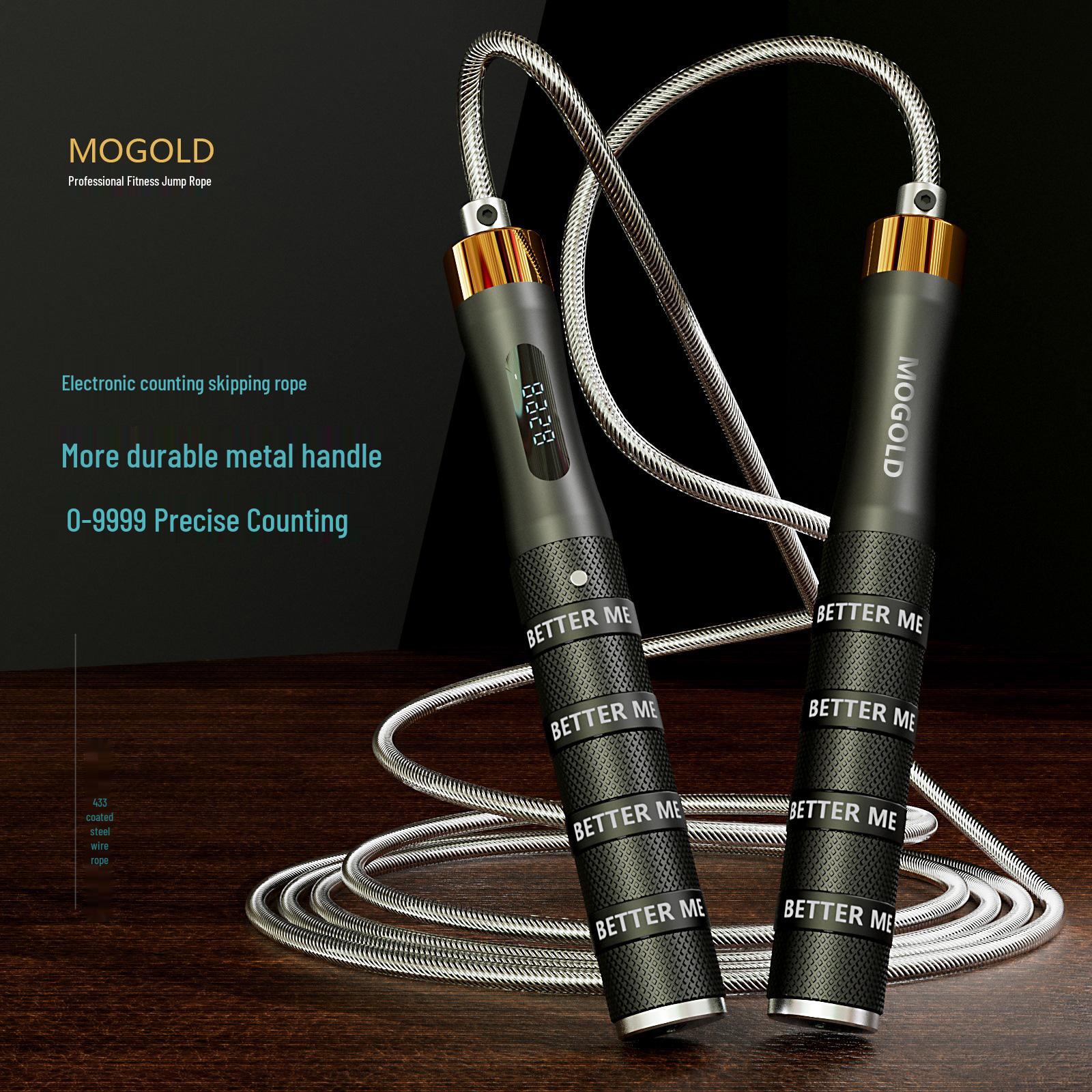 MOGOLD Умная Bluetooth скакалка с подсчетом и четырьмя силиконовыми кольцами