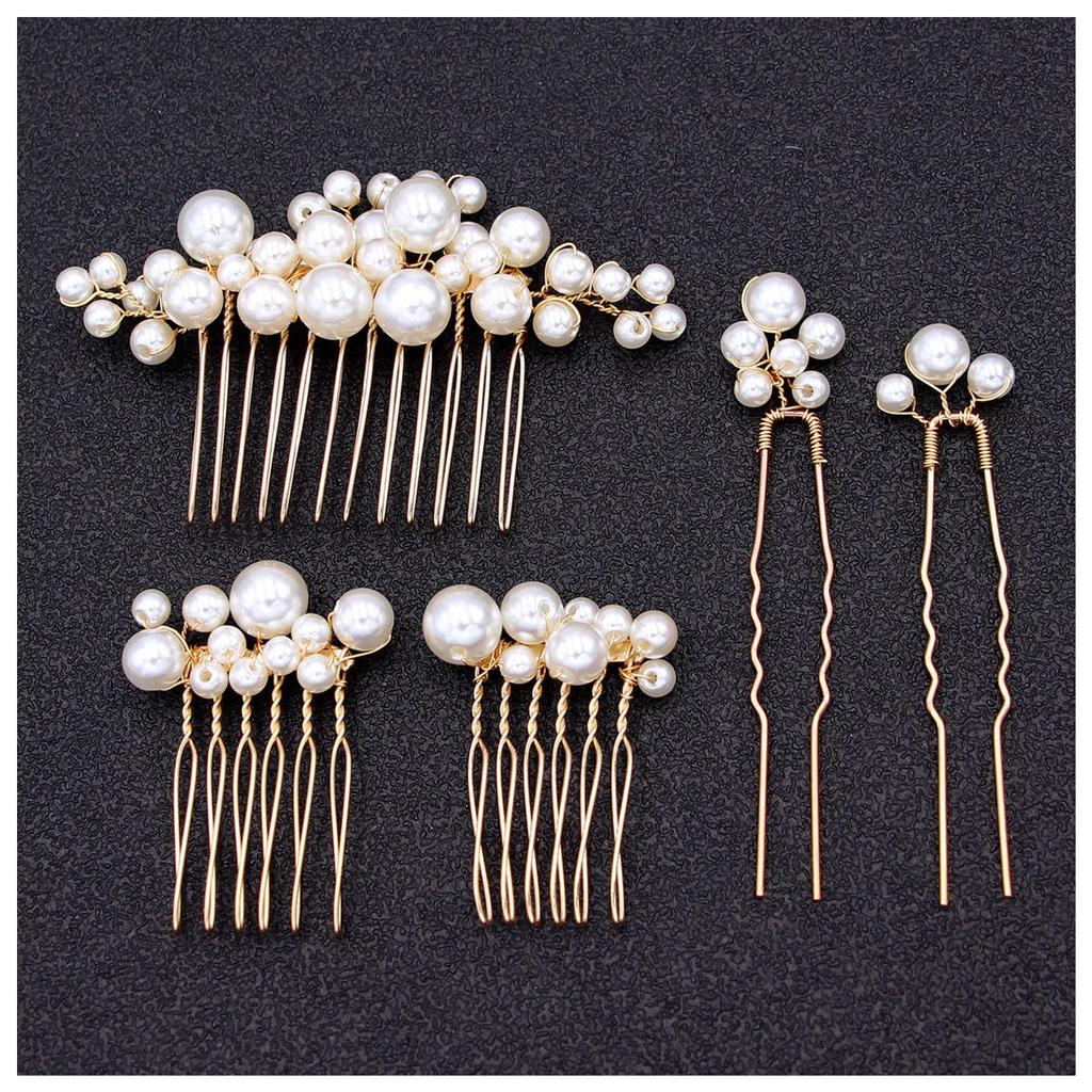 Elegant Women's Hairpin Gold Silver Leaf Pearl Hair Comb Korean Style Jewelry Wedding Hair Accessories For Girls New Year Gifts
