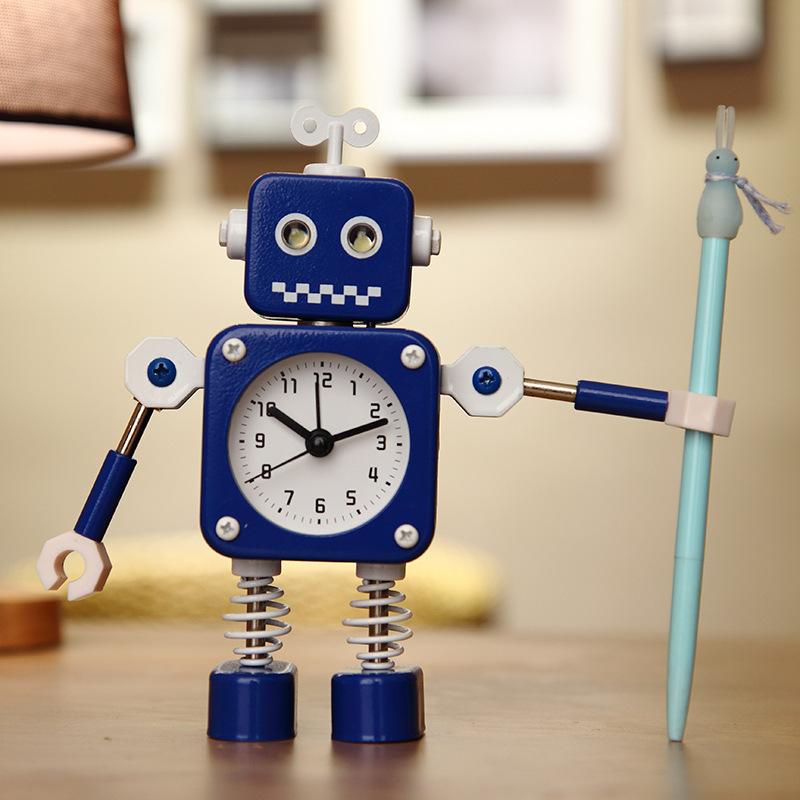 Metal Deformation Robot Creative Student Cute Children Cartoon Stylish Boy Girl Silent Bedside Alarm Clock