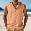 Summer Loose Casual Tank Tops Men American Style Linen Hooded Sleeveless Shirt Hip Hop Trendy Top Comfortable Breathable Vests