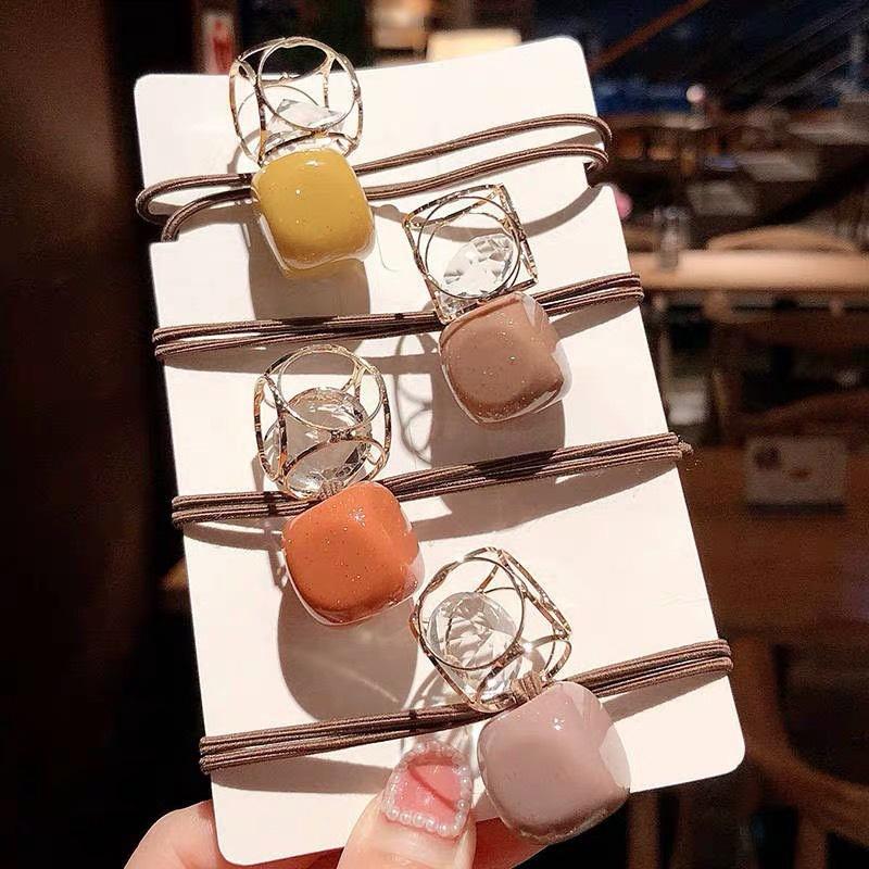 Versiune coreeană bentiță minimalistă din aliaj golită cu cristale legată cu păr, bandă de piele, elasticitate ridicată podoabă de cap pentru fete