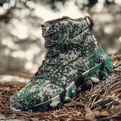 Botas masculinas de deserto, botas curtas de combate casuais camufladas para áreas externas, antiderrapantes, calçados de caminhada de tamanho grande