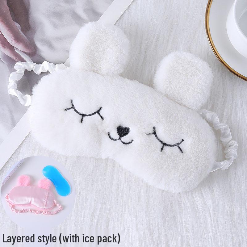 Cute Cartoon Rabbit Ears Plush Silk Eye Mask with Hot and Cold Pack - Comfortable Sleep Mask Available