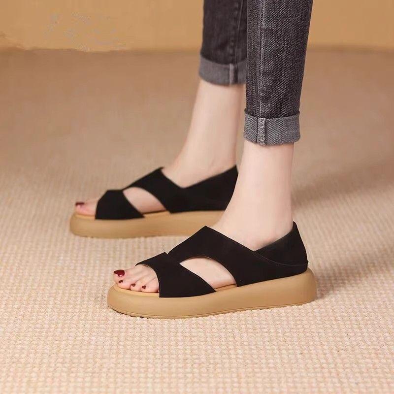 

Summer women s thick-soled one-pedal versatile foreign style two-wear sandals 2025 new comfortable and not tired women s sandals 35