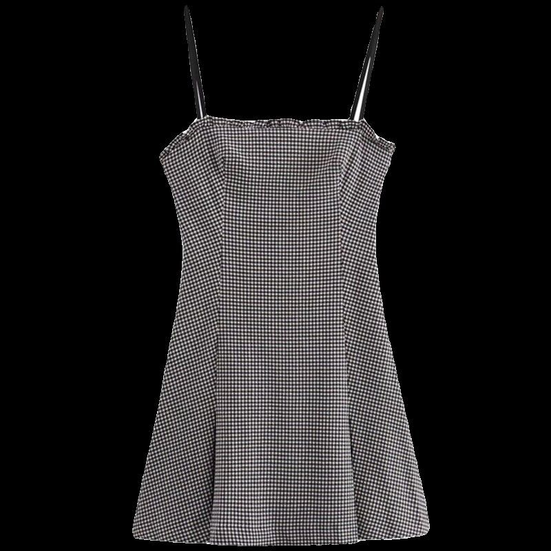 European American Summer New Sweet Retro Silm Cinched Plaid Sling Dress Small 3119309 064