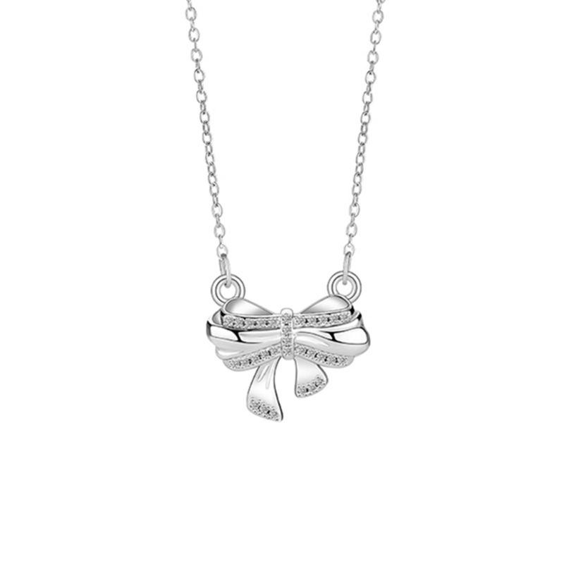 

Women Sparkly Bowknot Collar Necklace Clavicle Chain Simple Choker Sexy Diamante Rhinestones Collar Jewelry