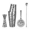 Stainless Steel 5 Piece Cocktail Set Tin-on-Tin Shaker, Jigger, Spoon and Strainer Etched W/ Skull Rose /Terracotta Army