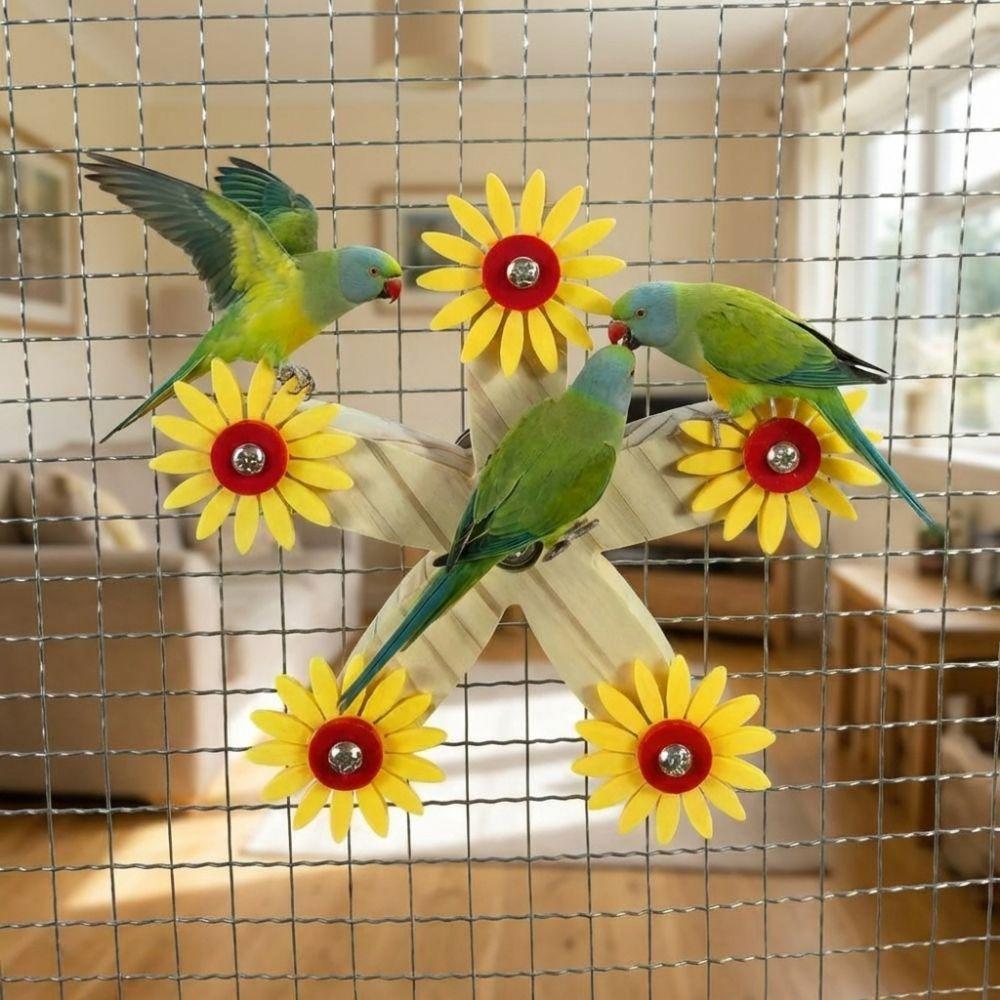 Bite-Resistant Wooden Parrots Ferris Wheel With Bearings Bird Swing Toy  Bird Cage Accessories