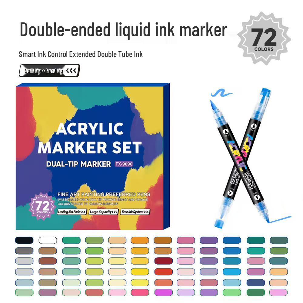 Doppelspitzen-Flüssigacryl- und Aquarellstift-Set für Glasmalerei - Wasserdicht, Weiche & Harte Spitzen
