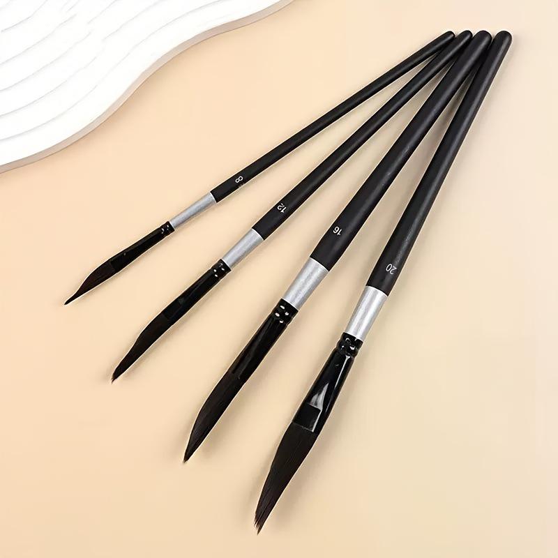 4-Piece Wooden Handle Wire Blade Art Knife Oil Brush Set for Watercolor and Acrylic Painting