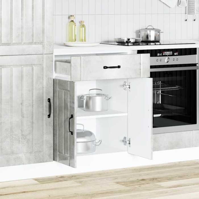 VidaXL Kitchen Cabinet Lucca Concrete Grey Engineered Wood, Sink Unit, Kitchen Cabinet with Drawer, Kitchen Cabinet 853731