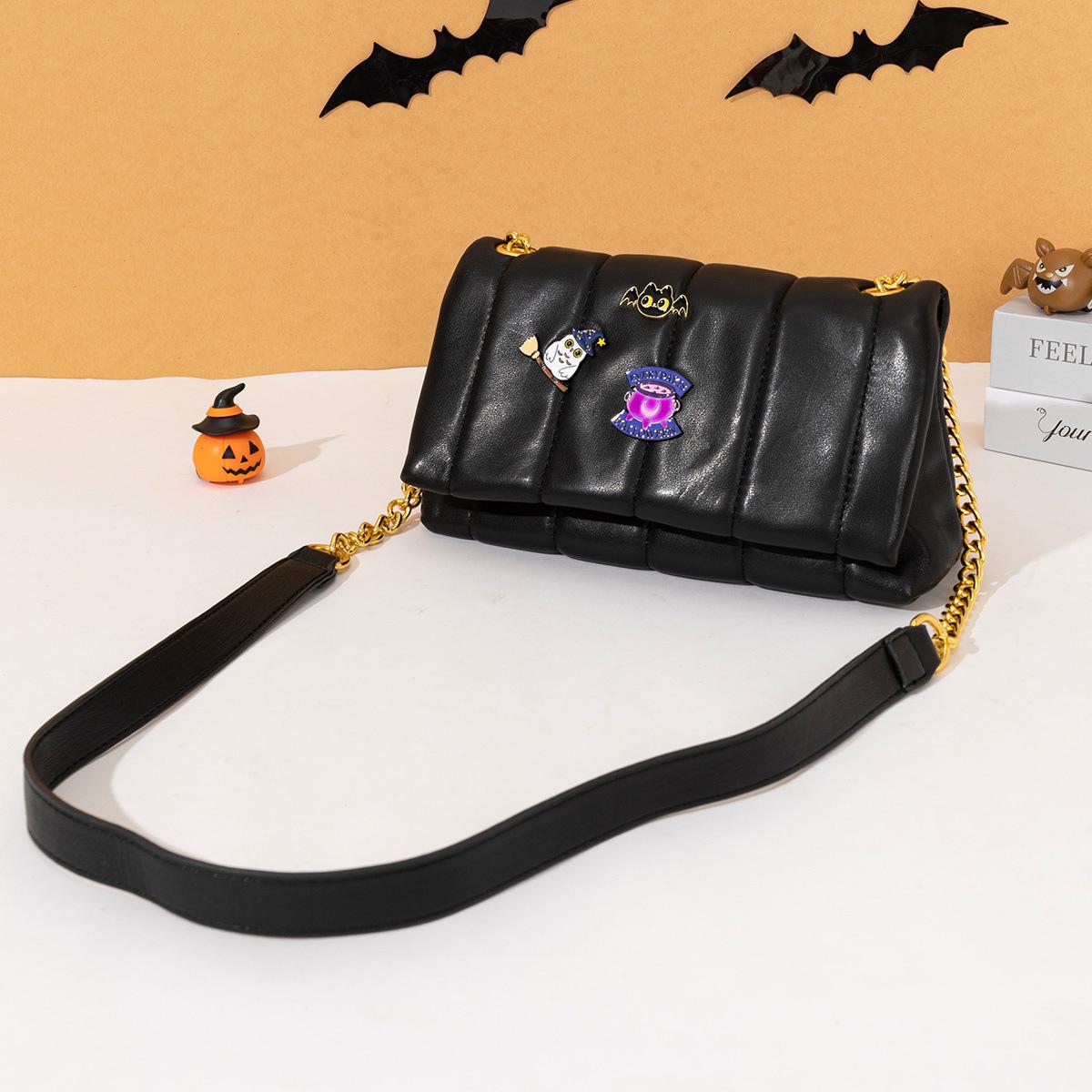 

New Halloween small square bag simple bag autumn female messenger bag pu tide funny one bag чорний