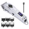 Professional Electric Hair Clipper LED Display Hair Trimmer Cutting Machine (Silver)