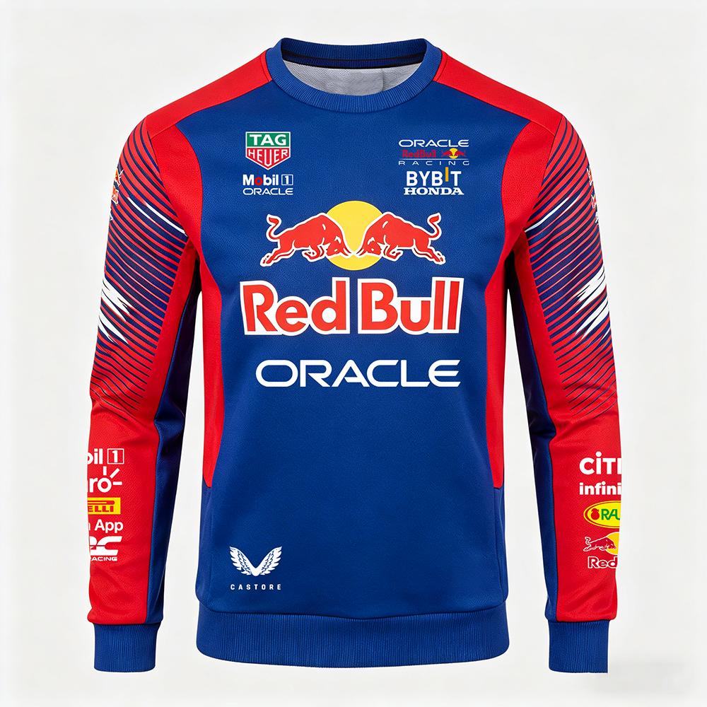 Red Bull Heren Lente en Herfst  F1 Racing en Motorfiets Kleding,  Niche Stijl, Nieuw Rond Hals Langarmig Shirt 4XL