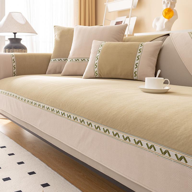 Sofa Cushion Four Seasons Universal Non-Slip Simple Cream Style Fabric Seat Cushion Cover Cover