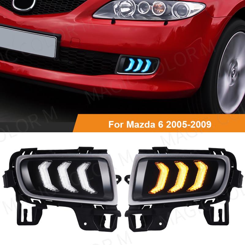 For Mazda 6      DRL Daytime Running Light LED Fog Lamp Turn Signal White Yellow Blue Car Acssories 12V