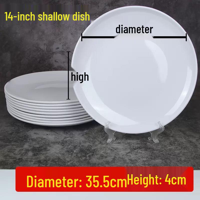 

White 14-inch Commercial Melamine Shallow Round Plate, 10-pack