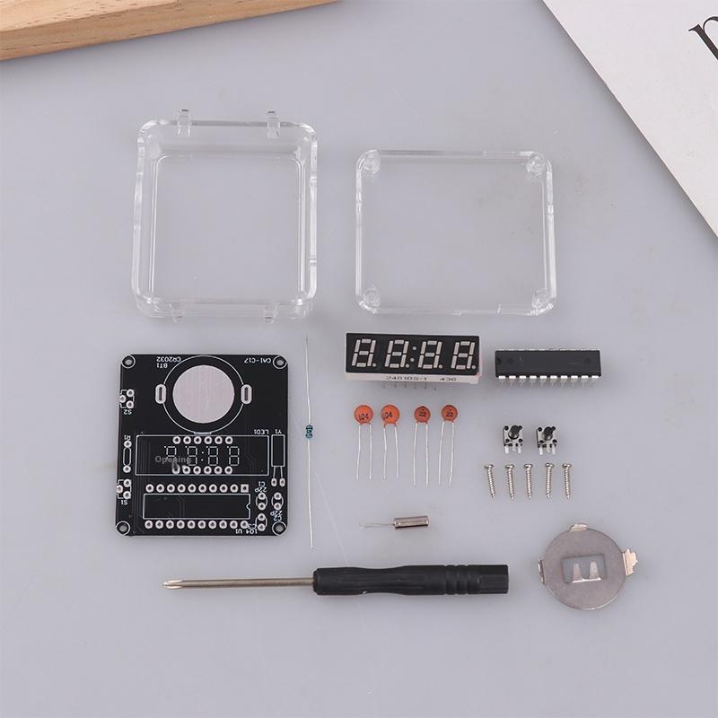1Set Diy Electronic Watch Kit Led Digital Tube Display Creative Soldering Project Transparent Case Diy Kit (Without Battery)